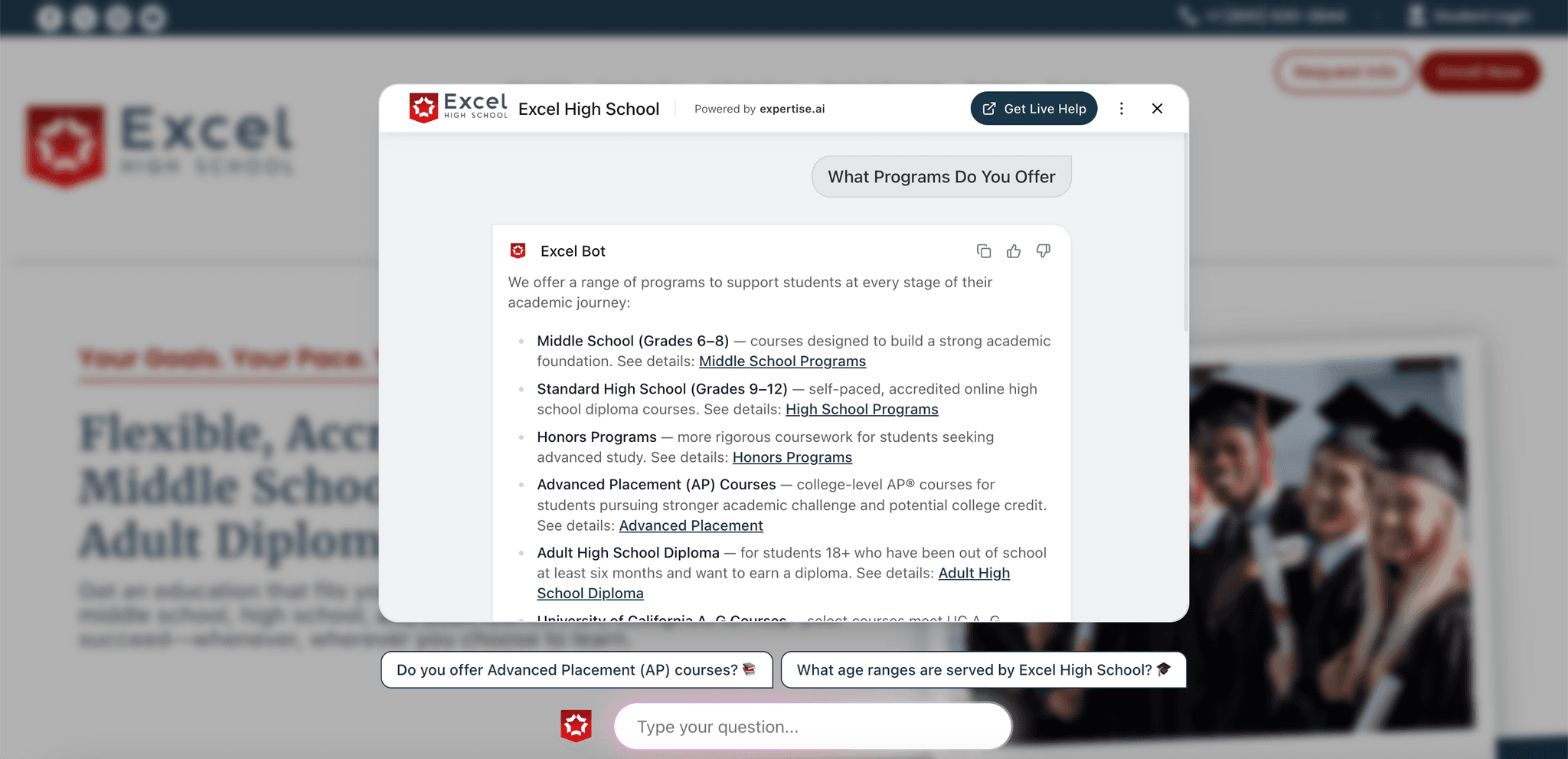 Excel High School Website