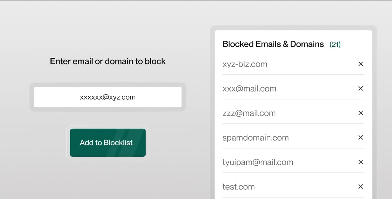 Email and domain blocklist