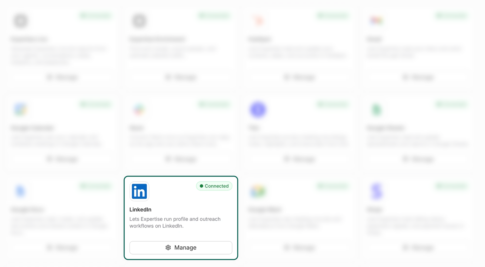 The LinkedIn connection for the Expertise AI agent