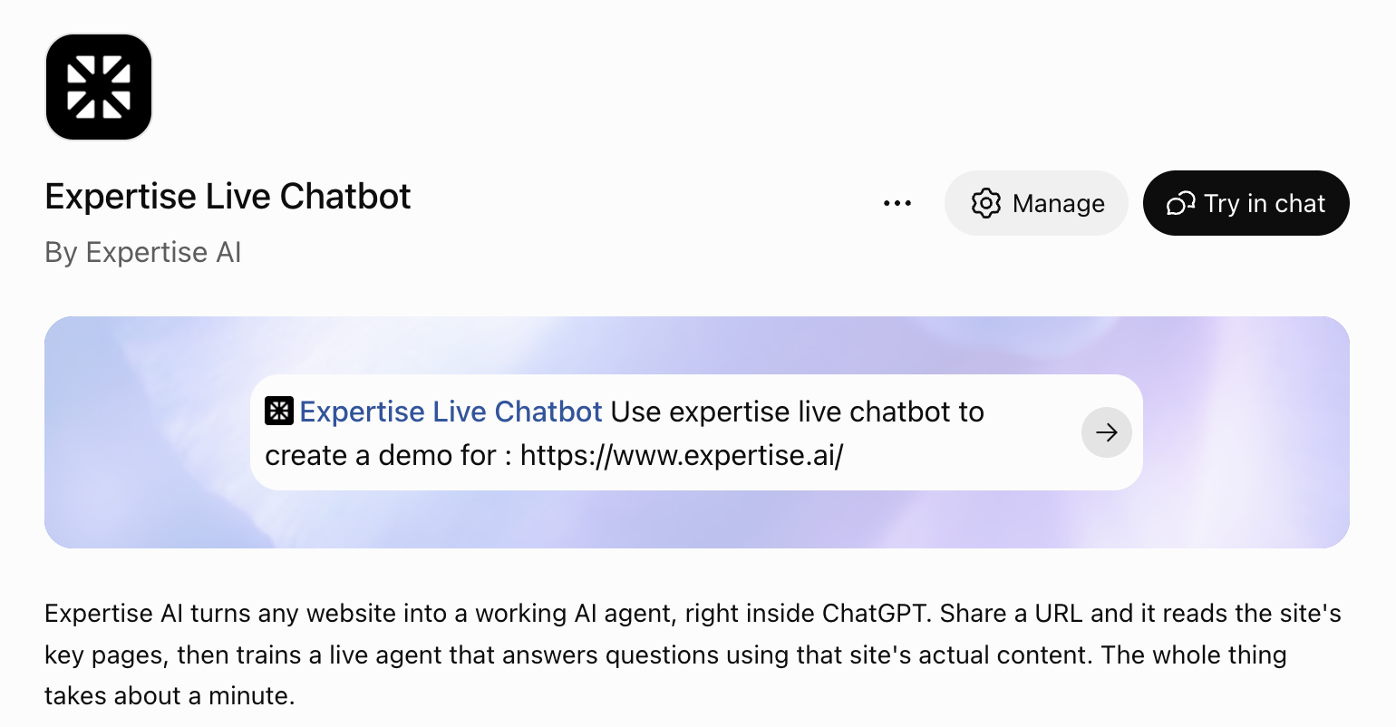 The Expertise app in ChatGPT